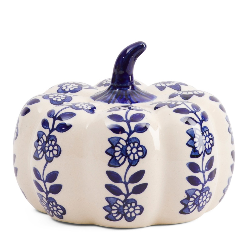 New! Limited Edition & Rare WELLESLEY MANOR Ceramic Pumpkin Decor in Amalfi Blue